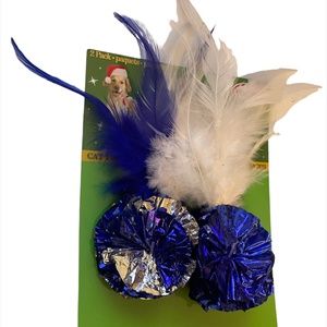 Vo-Toys Hanukkah Holiday Mylar Crinkle Ball With Feathers Cat Toy